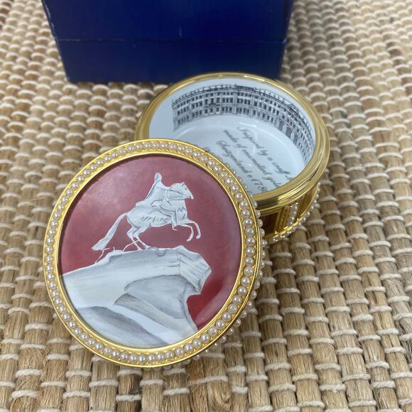 RARE #14/60 Halcyon Days Enamels Monument to Peter the Great Trinket Snuff Box - Picture 3 of 16